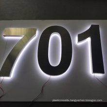 Professional Illuminated Stainless Steel Led Backlit 3D House Number Electronic Signs